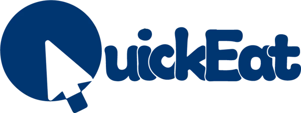 Logo QuickEat : le Q dessine un plat, traversé par un curseur de clic