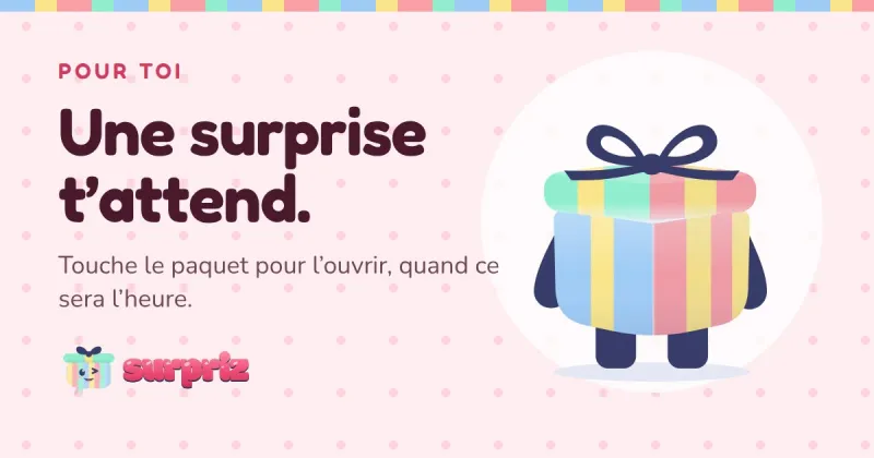 Image de partage Surpriz pour l’occasion « Amour » : un paquet fermé et « Une surprise t’attend »